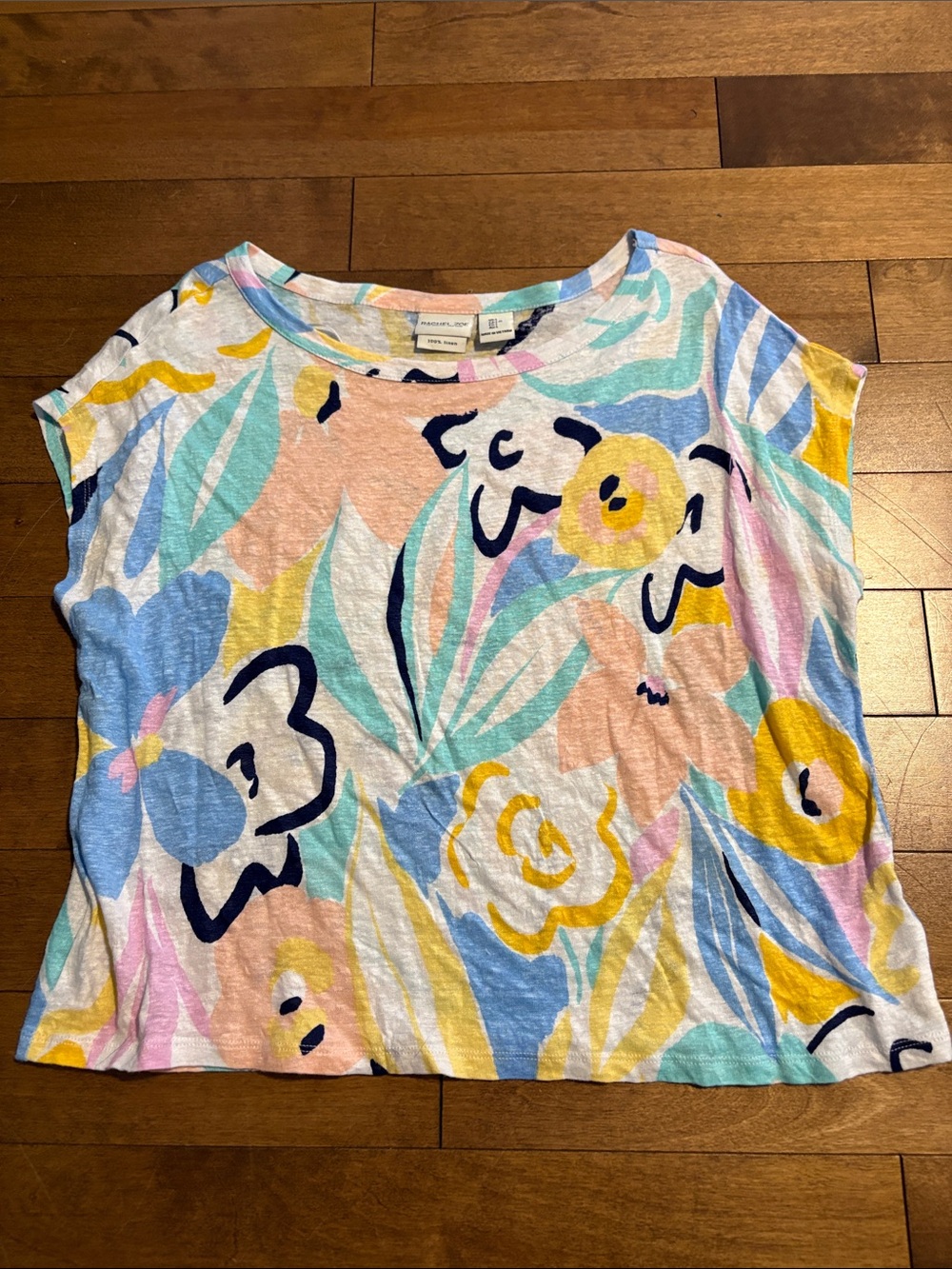 Pastel Floral Relaxed Tee - Linen